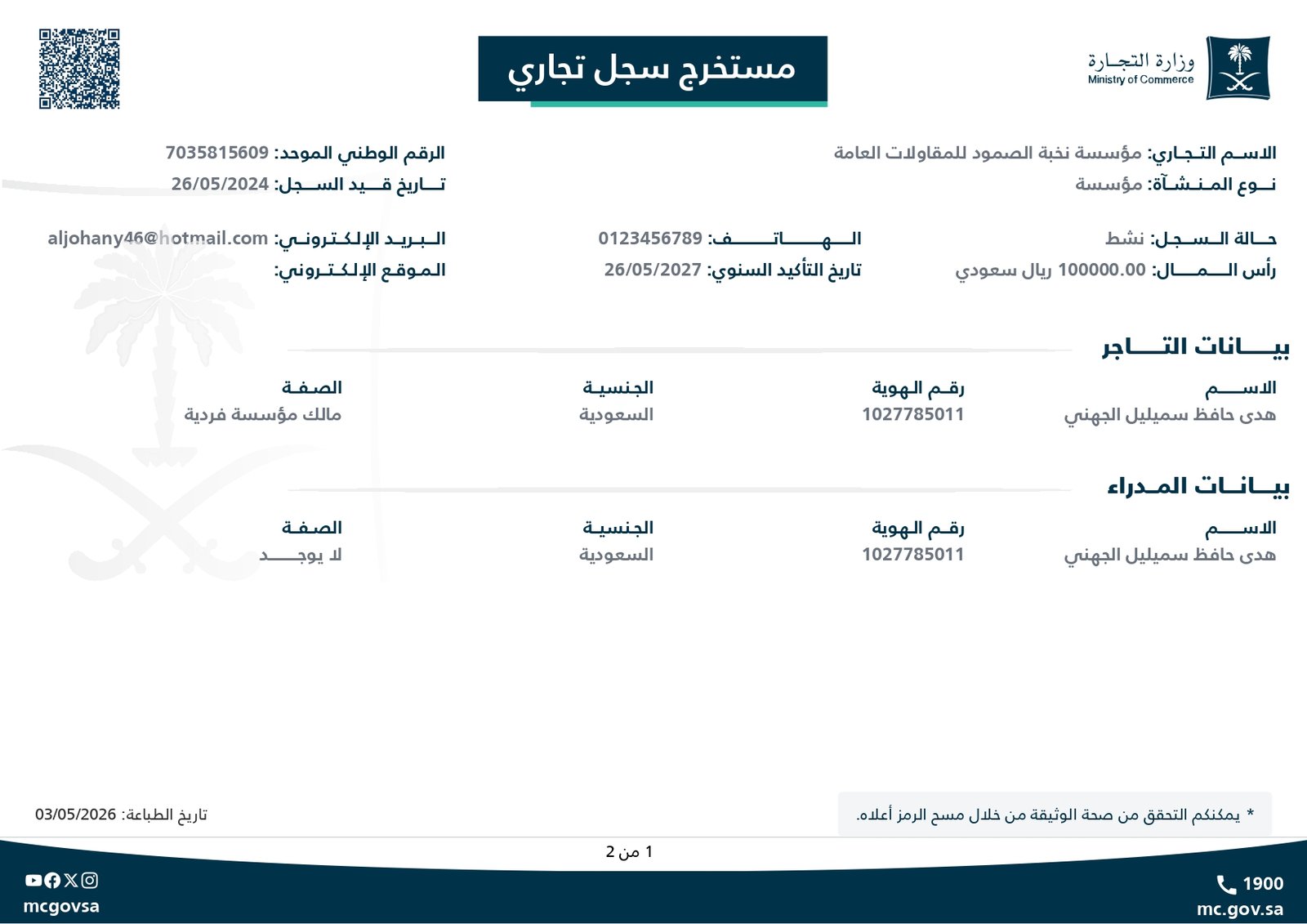CR Capital Certificate